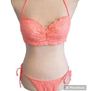Victorias Secret Bikini, Orange And Pink Crochet Style, 34C, Medium Swimsuit
